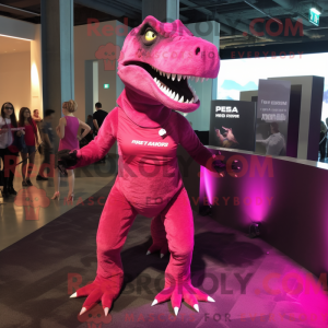 Magenta T Rex mascot...