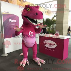 Magenta T Rex mascot...