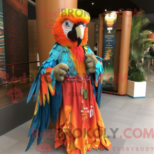 Orange Macaw mascot costume...