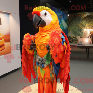 Orange Macaw mascot costume...