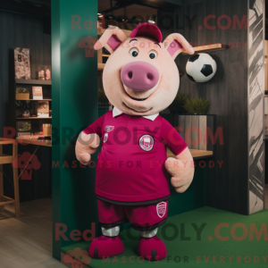 Magenta Pig mascot costume...