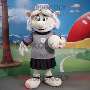 Gray Rugby Ball mascot...