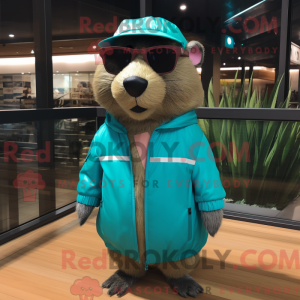 Teal Capybara Maskottchen...