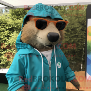 Teal Capybara Maskottchen...