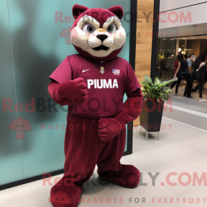 Maroon Puma maskot kostume...