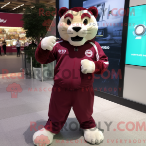 Maroon Puma maskot kostume...