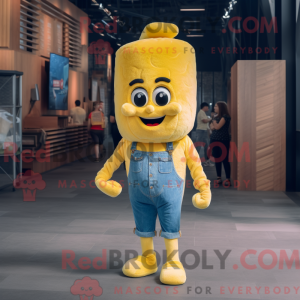 Gul Pop Corn maskot kostume...