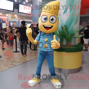 Gul Pop Corn maskot kostume...
