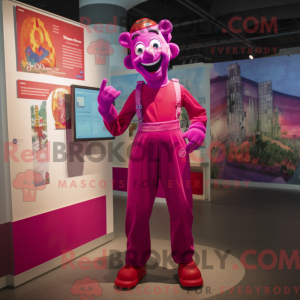 Magenta Stilt Walker mascot...