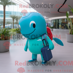 Turquoise Blue Whale mascot...