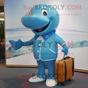 Turquoise Blue Whale mascot...