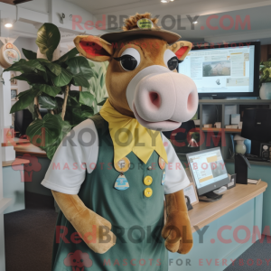 Olive Guernsey Cow mascot...