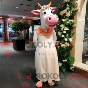 Peach Cow mascot costume...