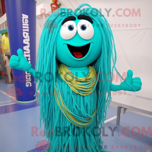 Cyan spaghetti maskot...