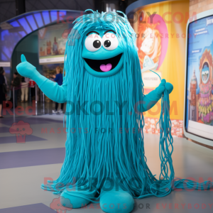 Cyan Spaghetti Maskottchen...
