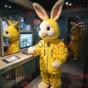 Gul kanin maskot kostume...