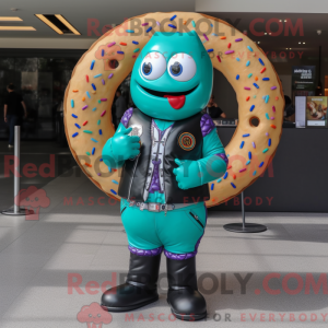 Turquoise Donut mascot...