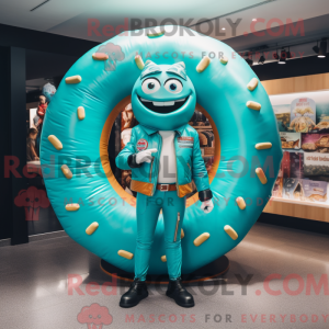 Turquoise Donut mascot...