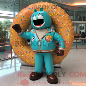 Turquoise Donut mascot...