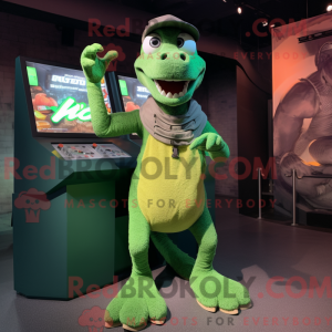 Green Velociraptor mascot...