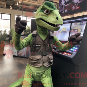 Green Velociraptor mascot...