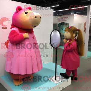 Pink Capybara maskot...
