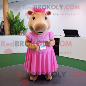 Pink Capybara maskot...