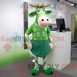 Grøn Jersey Cow maskot...