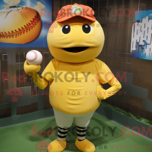 Yellow Baseball Ball mascot...