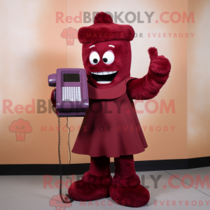 Maroon Phone mascot costume...