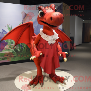 Rød Dimorphodon maskot...