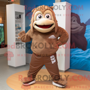 Brown Cod mascot costume...
