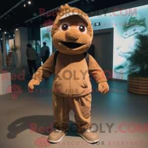 Brown Cod mascot costume...