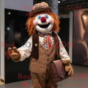 Brown Clown mascot costume...