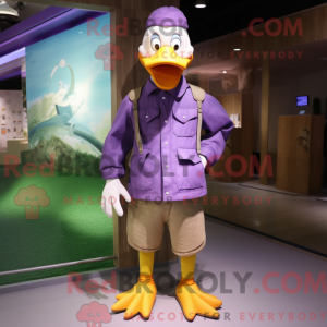 Purple Duck maskot kostume...