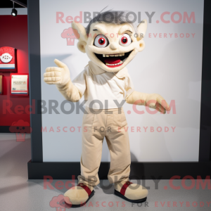 Beige Vampyr maskot kostume...