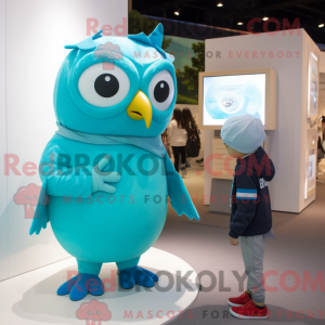 Cyan Owl Maskottchen Kostüm...