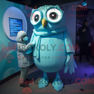 Cyan Owl maskot kostume...