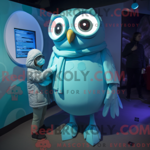 Cyan Owl Maskottchen Kostüm...