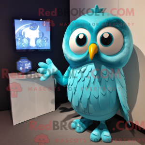 Cyan Owl mascot costume...