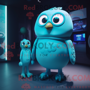 Cyan Owl maskotdraktfigur...