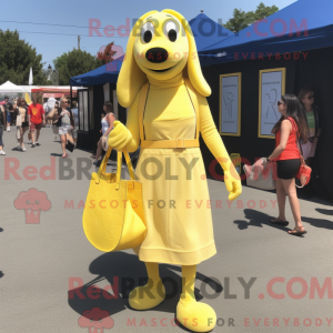 Lemon Yellow Hot Dog mascot...