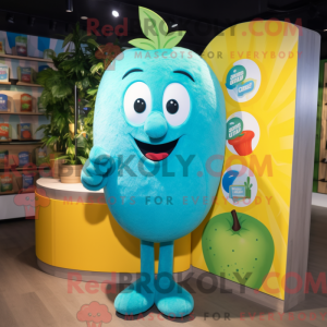 Cyan Mango mascot costume...