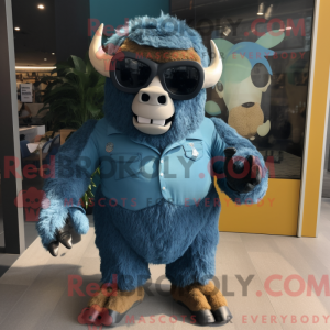 Blue Bison mascot costume...