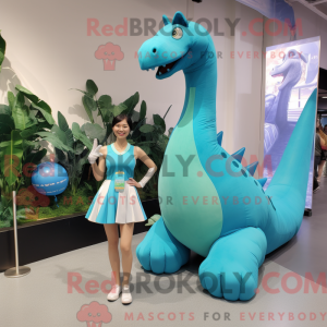 Cyan Brachiosaurus mascot...