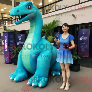 Cyan Brachiosaurus mascot...