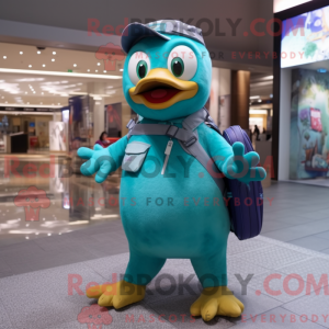 Teal Dove mascot costume...