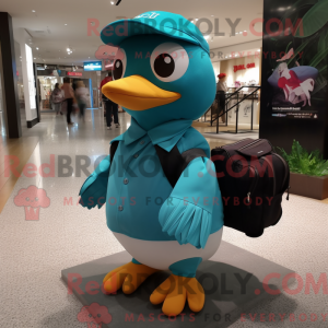Teal Dove mascot costume...
