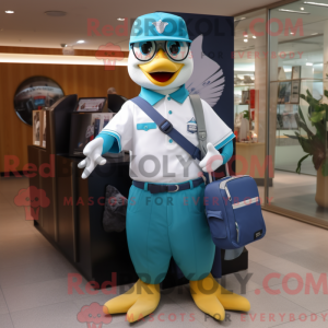 Teal Dove mascot costume...