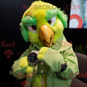 Lime Green Macaw mascot...